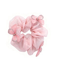 Pink Organza Butterfly Hair Scrunchie - Sheer Mesh Ponytail Holder with Rhinestone Butterfly Charms for Women