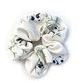 Cream Satin Panda & Bamboo Scrunchie - Silk-Look Hair Tie with Chinese Ink Wash Print for Women