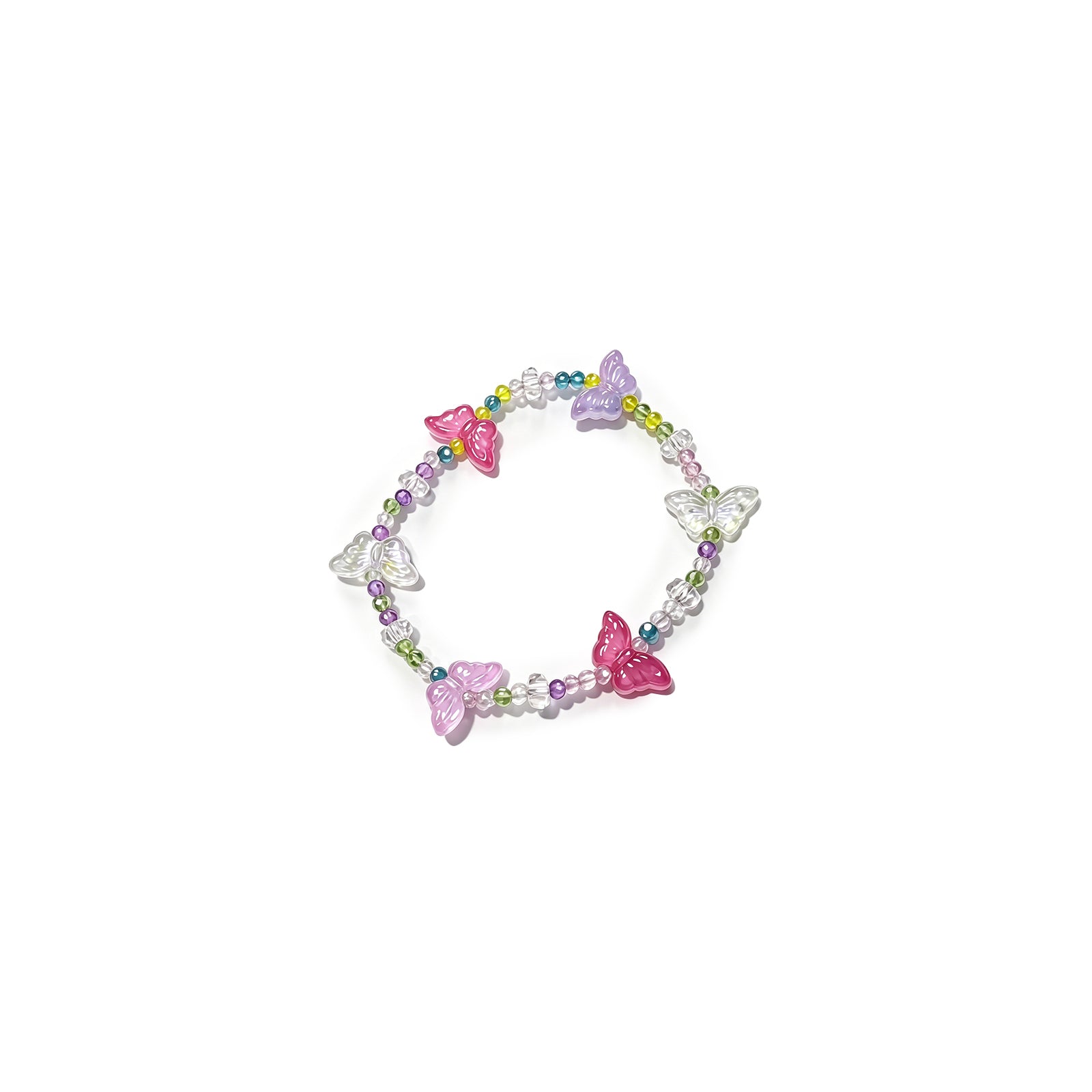 Rainbow Butterfly Beaded Bracelet – Whimsical Y2K Stretch Bracelet for Girls & Teens, image 1