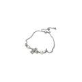 Silver Bow & Pearl Adjustable Bracelet – Elegant Rhinestone Charm Bracelet for Women