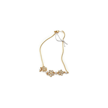 Gold-Tone Crystal Flower & Pearl Adjustable Bracelet – Elegant Floral Charm Bracelet for Women