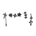 3 Pairs Gothic Cross Earring Set – Gunmetal Black & Purple Crystal Stud Earrings, Y2K Alt Dark Aesthetic Jewelry Gift Set for Women & Teens