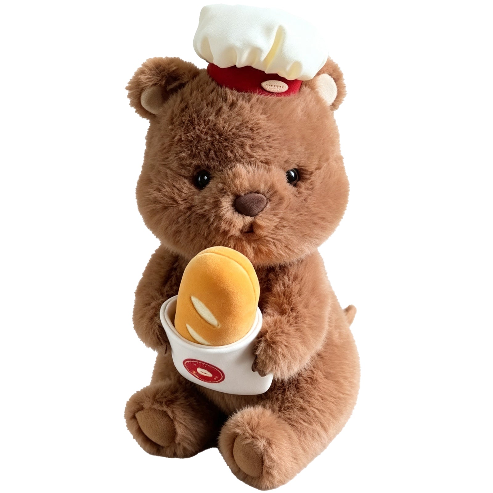 Chef Teddy Bear Plush with Bread – Soft Brown Stuffed Animal in White Hat Holding Loaf, Perfect Gift for Kids, Bakers & Collectors (27cm)
