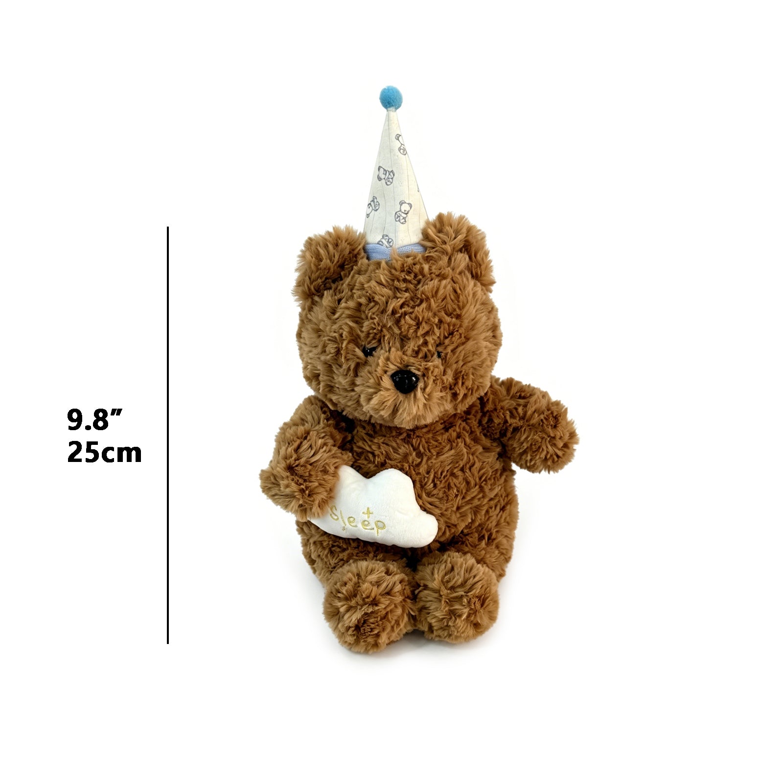 Sleepy Bear Plush Toy with Nightcap & Cloud Pillow – Soft Cuddly Companion for Kids & Adults, Perfect Bedtime Gift or Nursery Decor (Brown)