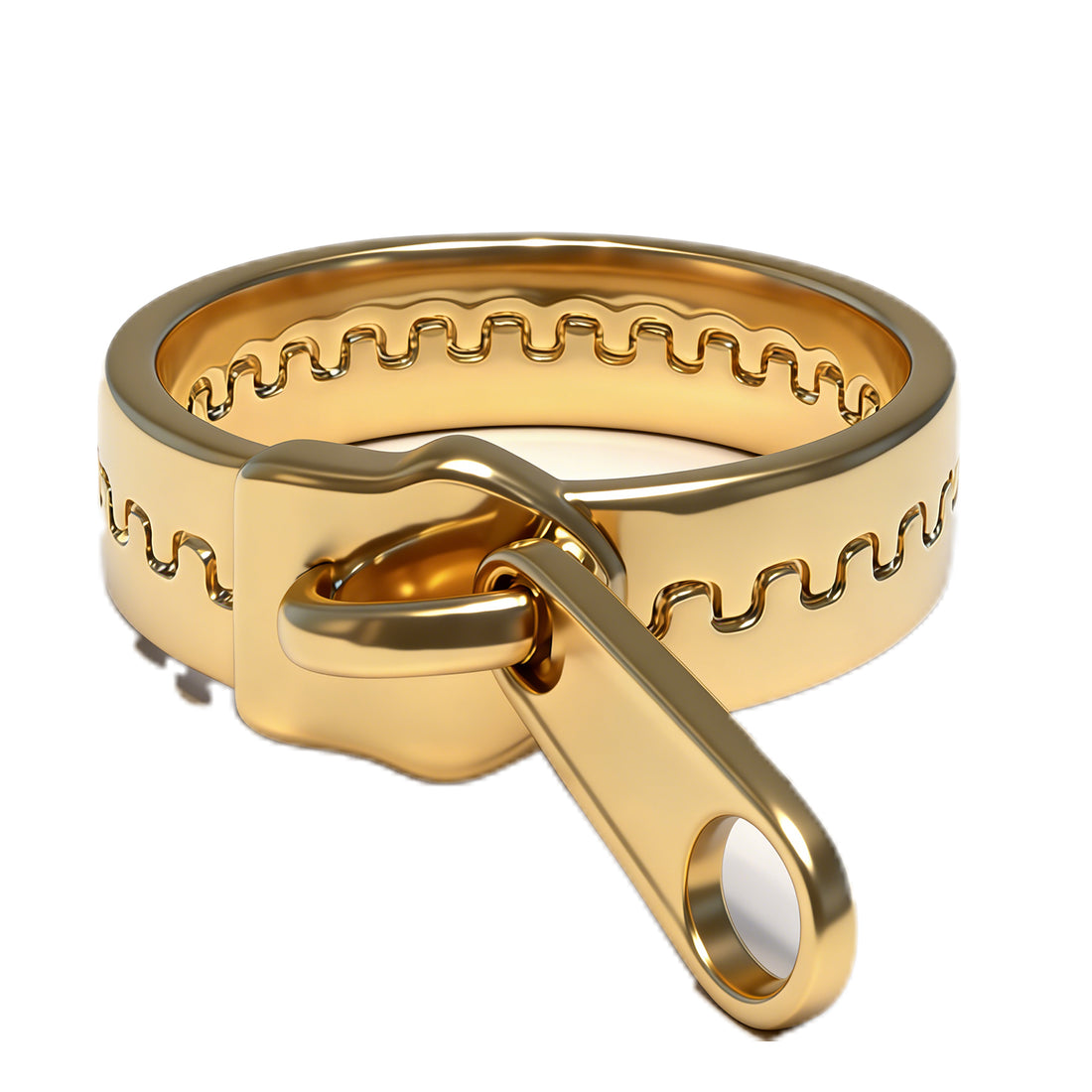 Gold Zipper-Style Adjustable Ring – Bold Industrial-Chic Statement Jewelry for Women