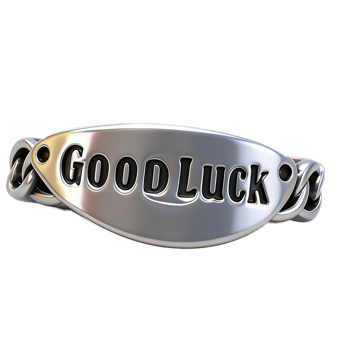 Good Luck Adjustable Cuff Ring – Two-Tone Silver & Gold Message Jewelry for Men & Women