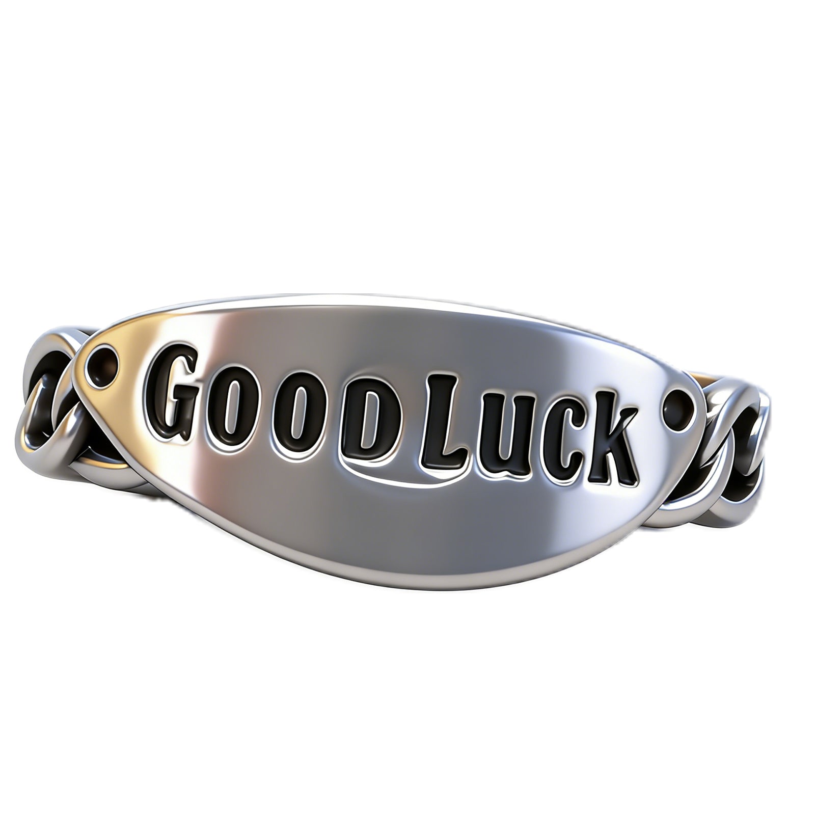 Good Luck Adjustable Cuff Ring – Two-Tone Silver & Gold Message Jewelry for Men & Women