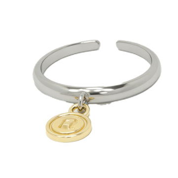 Two-Tone Initial Charm Open Ring – Personalized Silver & Gold Letter 'R' Adjustable Band