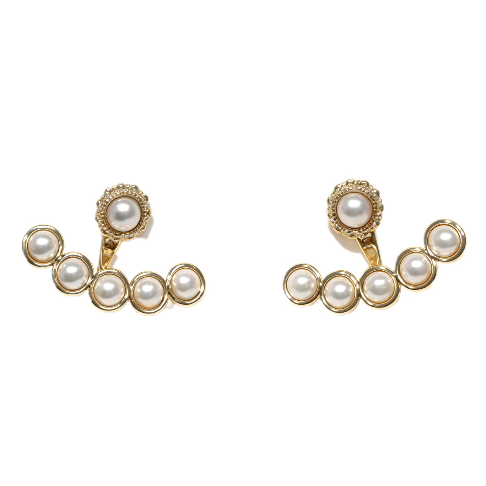 Vintage Gold Crescent Pearl & Crystal Ear Cuff – Elegant Curved Statement Earring for Women, image 1