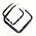 Modern Black & White Splatter Geometric Square Hoop Earrings – Bold Statement Jewelry for Women