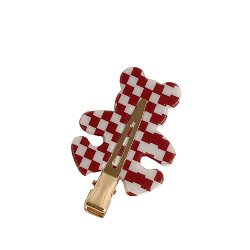 Checkered Bear Hairpin