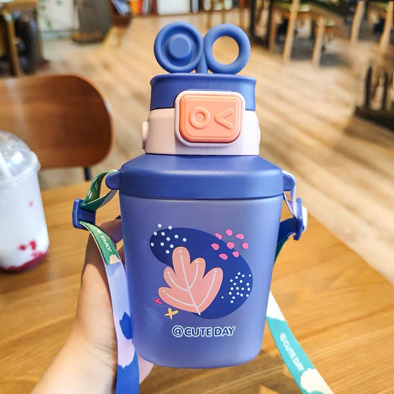 Robot Water Bottle with Straw and Strap 27oz-Travel Water Cup