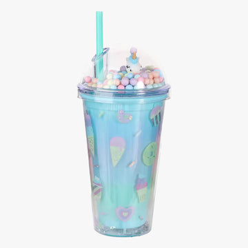 Ice Cream Travel Tumbler with Straw Girl Drinking Cup 15oz