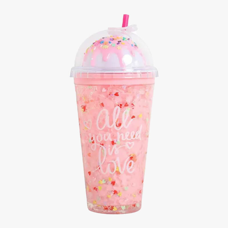 Ice Cream Travel Tumbler with Straw Girl Drinking Cup 15oz