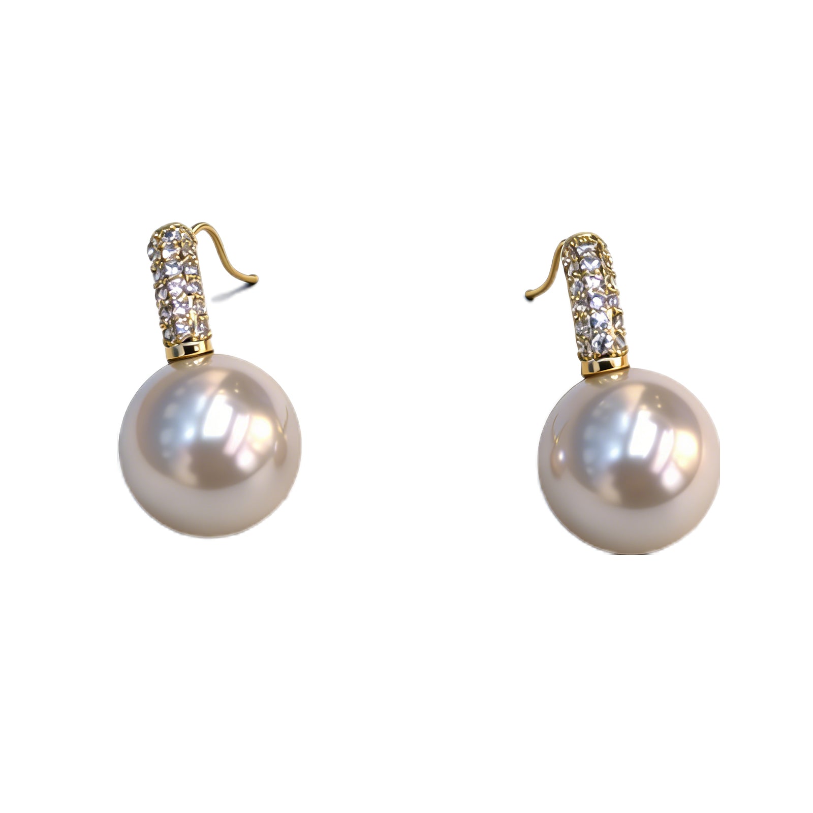 Luminous Pearl & Crystal Drop Earrings – Gold-Tone Elegant Dangle Earrings for Women, image 1