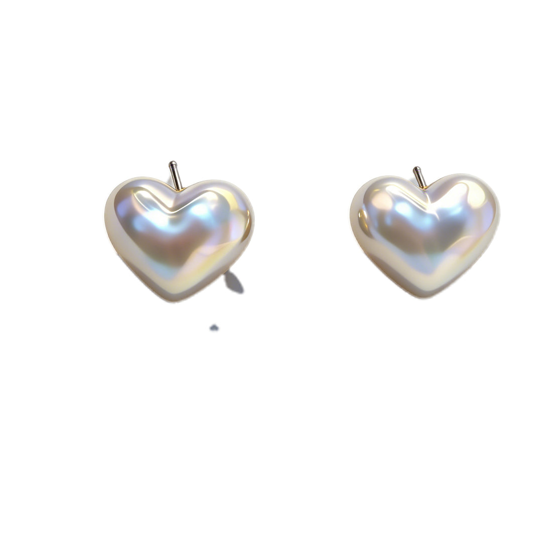 Iridescent Heart Pearl Stud Earrings – Elegant Lustrous Love Earrings for Women