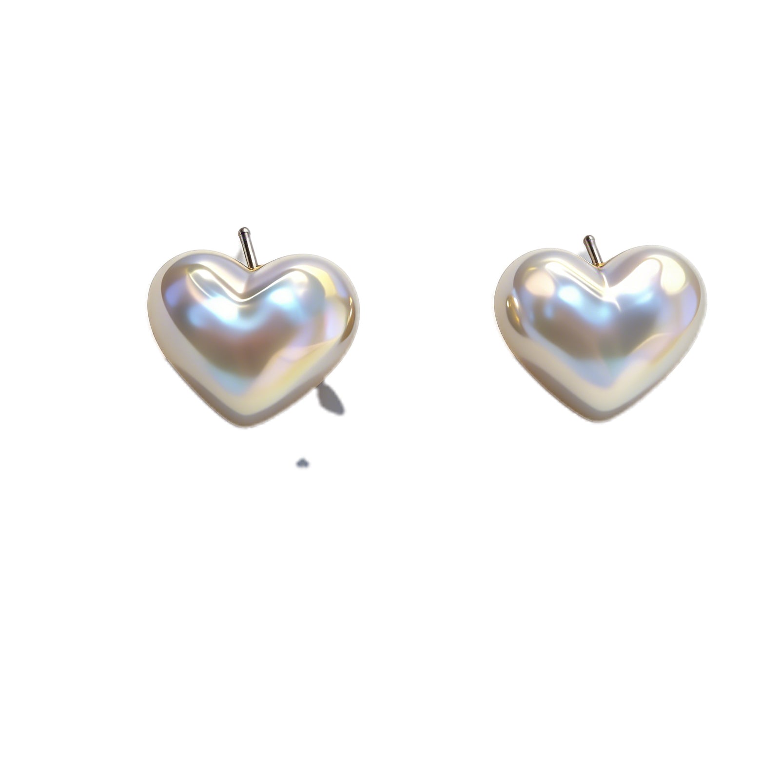 Iridescent Heart Pearl Stud Earrings – Elegant Lustrous Love Earrings for Women, image 1