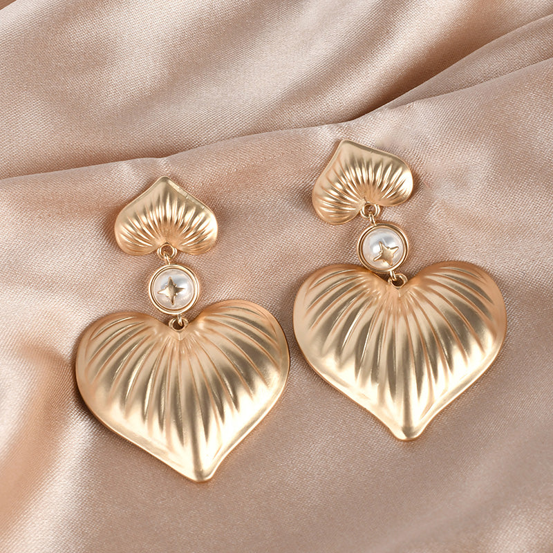 Two Heart Golden Drop Earrings