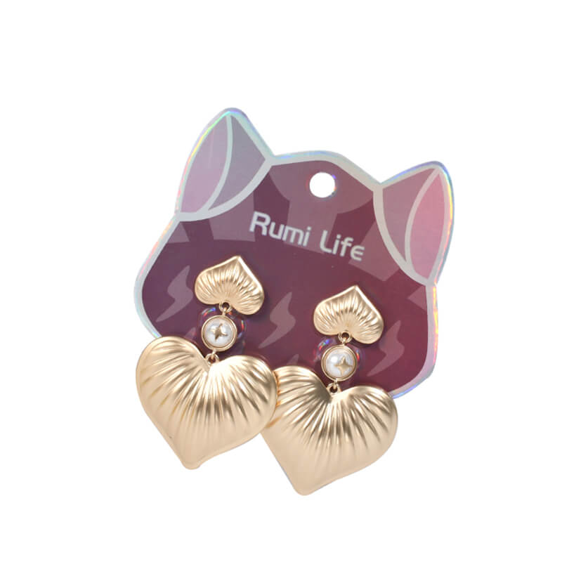 Two Heart Golden Drop Earrings