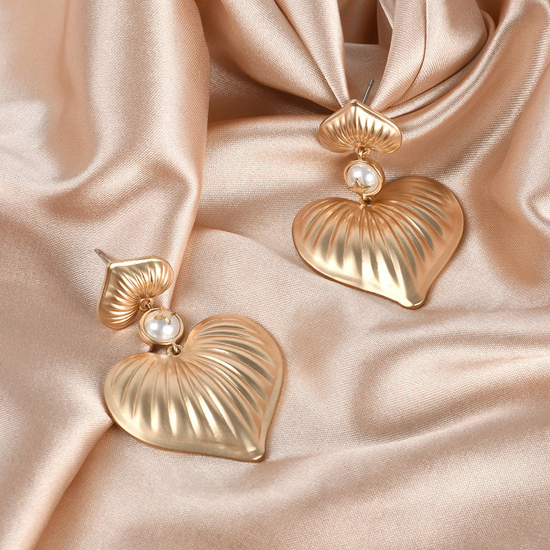 Two Heart Golden Drop Earrings