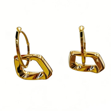 Modern Gold Geometric Hoop Earrings – Asymmetrical Twisted Square Dangle Earrings for Women