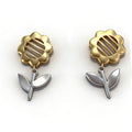 Two-Tone Blooming Flower Drop Earrings – Whimsical Gold & Silver Floral Dangle Earrings for Women