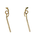 Elegant Gold-Tone Crystal Drop Earrings – Asymmetrical Swirl & Pave Bar Dangle Earrings for Women