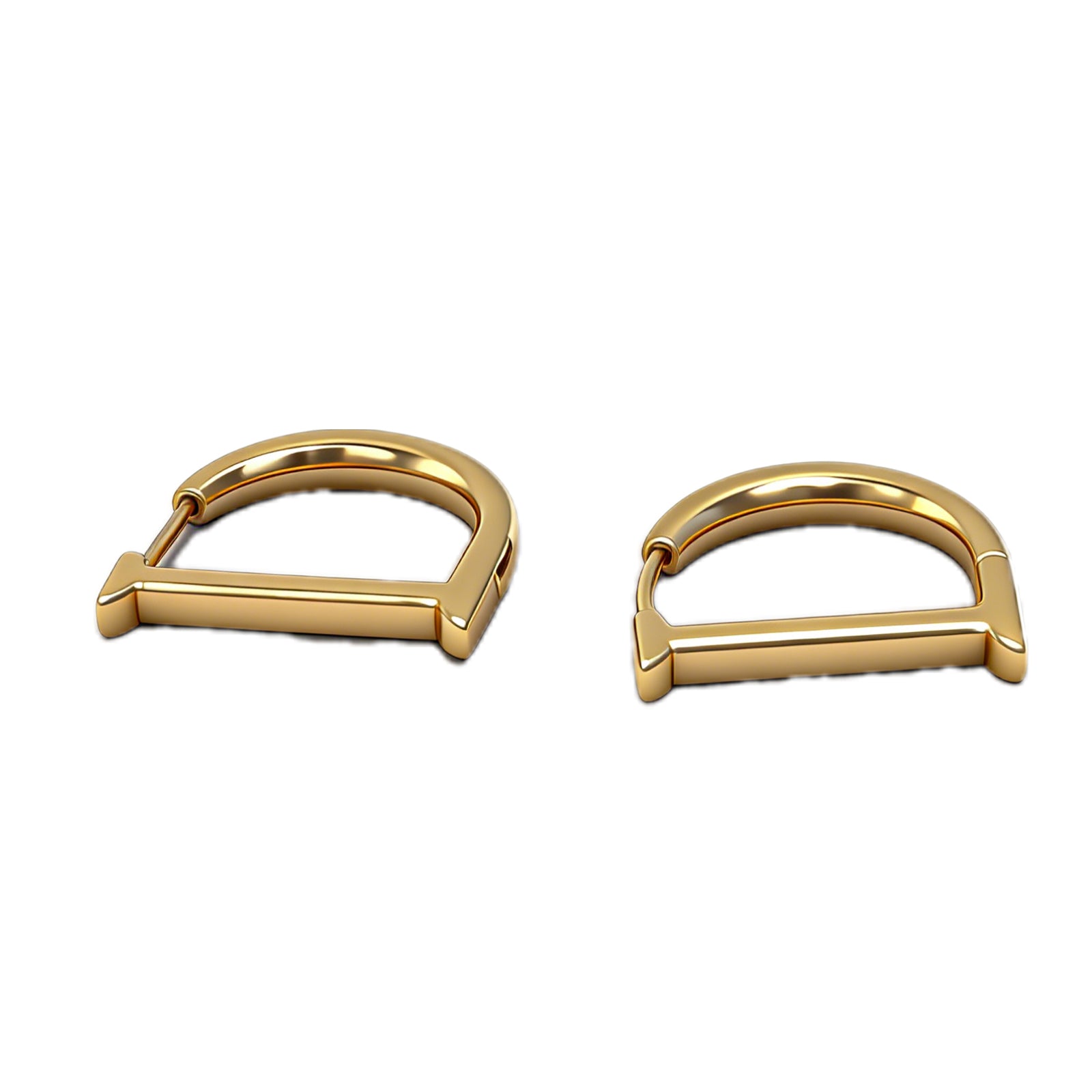 Minimalist Gold D-Shape Huggie Earrings – Sleek Geometric Metal Hoops for Everyday Elegance, image 1