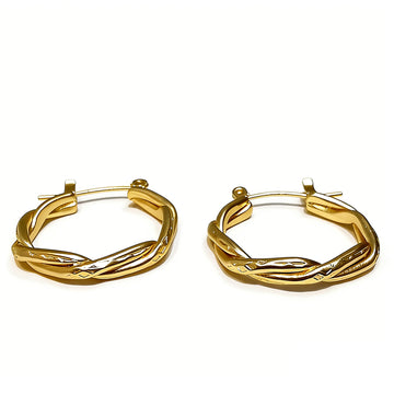 Twisted Rope Gold Hoop Earrings – Chunky Braided Metal Huggie Earrings for Women