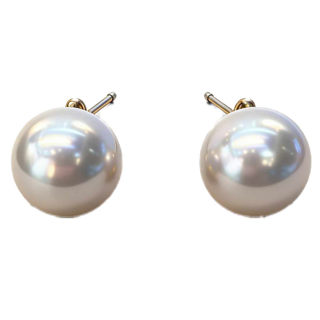 Classic Luminous Pearl Stud Earrings – Timeless Gold-Tone Post Earrings for Women