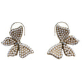 Baroque Pearl Bow Drop Earrings – Vintage-Inspired Gold-Tone Statement Dangles for Women