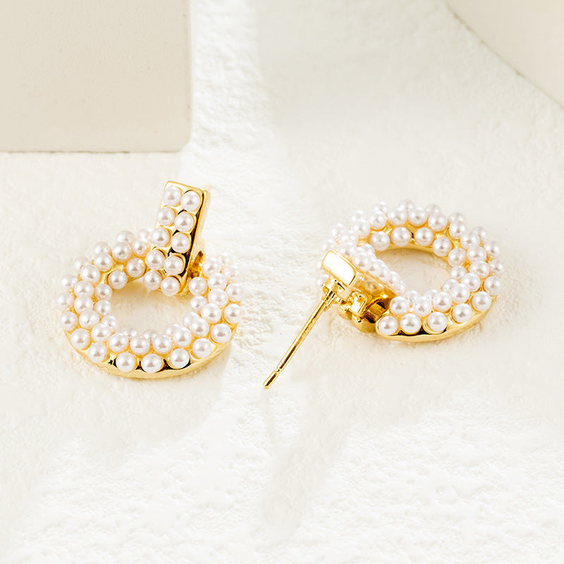 Pearl Hoop Drop Earrings