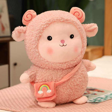 Sheep Plush Toy with Rainbow Bag 17.7 in Sheep Stuffed Animal
