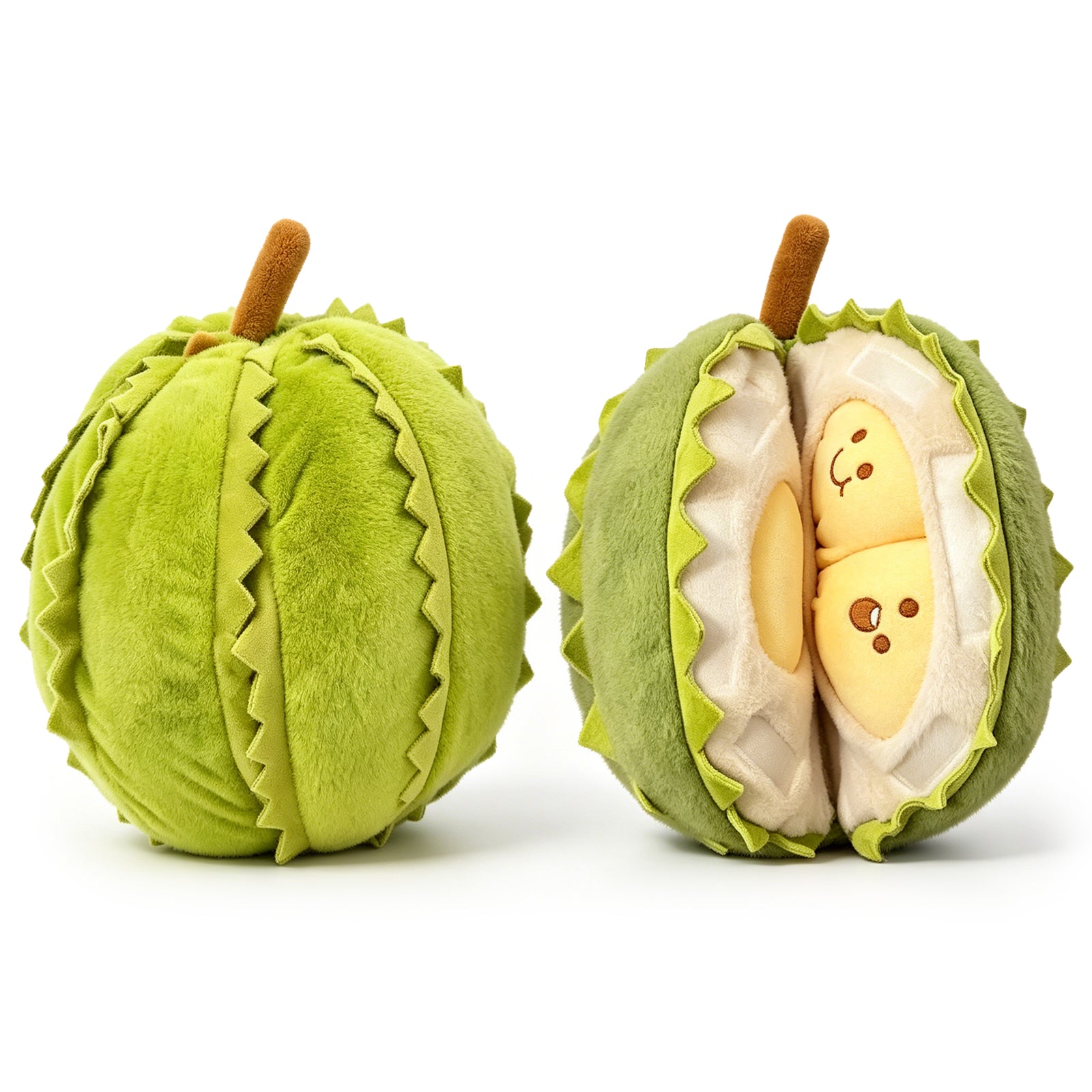 Peel & Play Durian Plush Toy – Detachable Smiley Fruit Doll for Stress Relief, Kids’ Play & Cute Home Decor, image 1