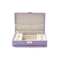 Large Velvet-Lined Jewelry Box Organizer – Vegan Leather Desktop Jewelry Storage Case with Necklace Hooks, Ring Slots & Removable Tray, Rose Gold Clasp (Blush Pink / Lavender)