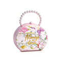 Floral Print Handbag-Shaped Jewelry Box – Portable Vegan Leather Travel Jewelry Organizer with Gold Handle & Clasp, Cute Pink Flower Pattern Storage Case for Rings, Earrings & Necklaces, Gift for Her