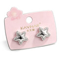 KAVNAR Chunky Silver Star Stud Earrings - Y2K Crystal Pave Starburst Earrings for Women