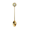 Golden 3D Floral Relief Coffee Spoon - Cute Rabbit & Puppy Garden Design Stainless Steel Tea Spoon for Home Decor
