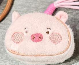 Cute Blush Animal Plush Coin Purse with Wrist Strap | Panda Pig Mini Pouch
