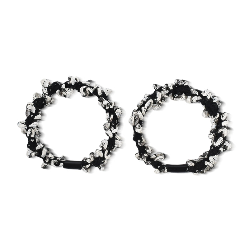 2-Pack Twisted Rope Hair Ties - Textured Braided Elastic Hair Bands for Women (Black & Purple)