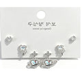 3-Piece Heart Planet Earring Set - Silver Tone Cubic Zirconia Studs & Dangle Earrings for Women