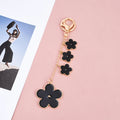 Gradient Size Enamel Flower Keychain | Gold Tone Floral Bag Charm Pendant, image 3