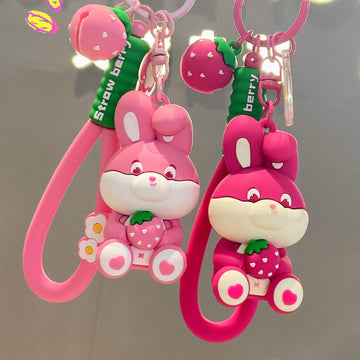 Strawberry Rabbit Silicone Keychain