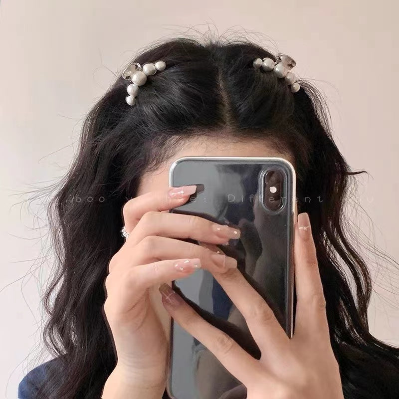 Small Metal Pearl Hair Claw Clip