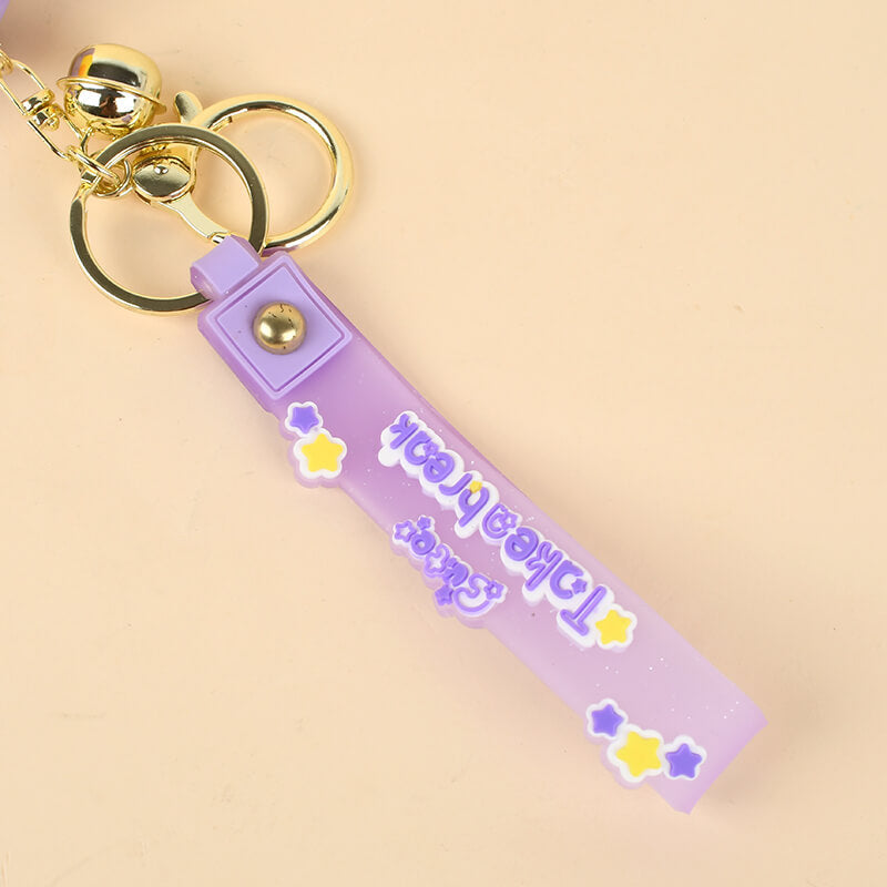 Cute Lazy Sofa Animal Keychain with Bell & Silicone Wrist Strap | Duck Lamb Figure Bag Charm