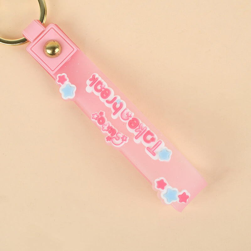 Cute Lazy Sofa Animal Keychain with Bell & Silicone Wrist Strap | Duck Lamb Figure Bag Charm