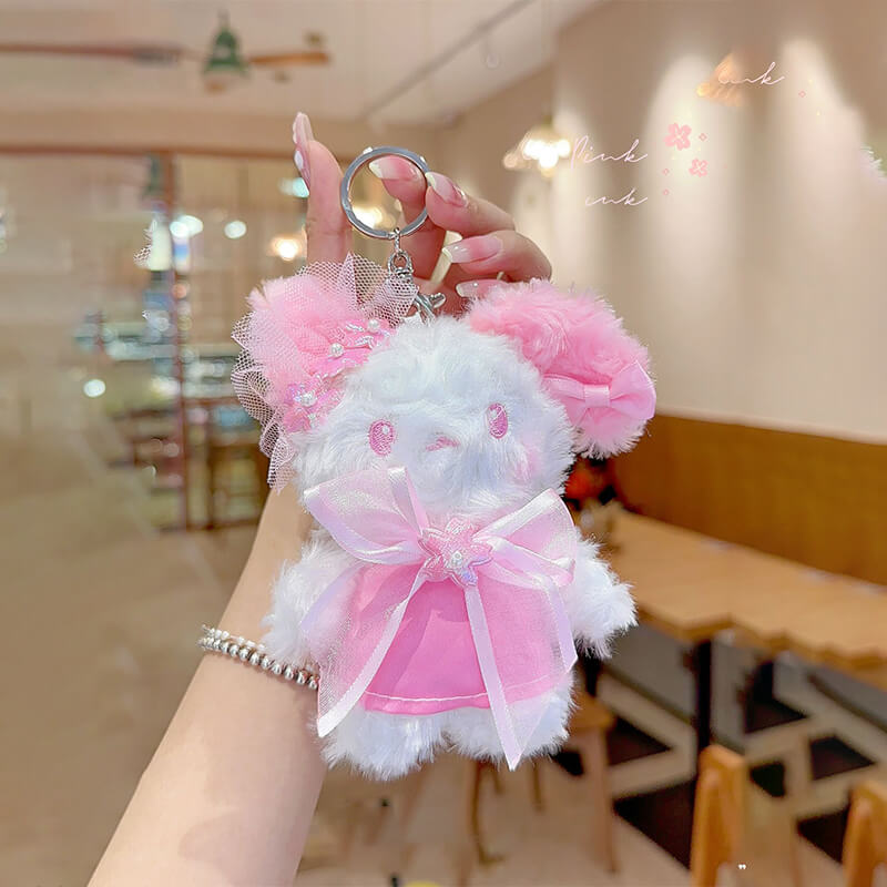 Cherry Blossom Teddy Bear & Bunny Keychain