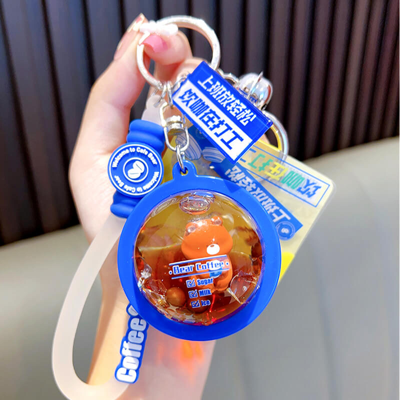 Floating Coffee Bear Keychain