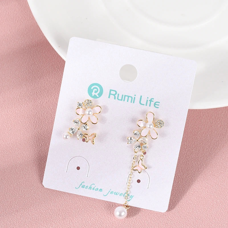 Zircon Flower Drop Earring