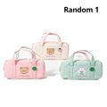 Lucky Bear Kawaii Pencil Case – Cute Plush Handheld Stationery Bag with Embroidered Bear & Clover Patch, Large Capacity Organizer for School, Office & Travel (Pink/Cream/Mint)